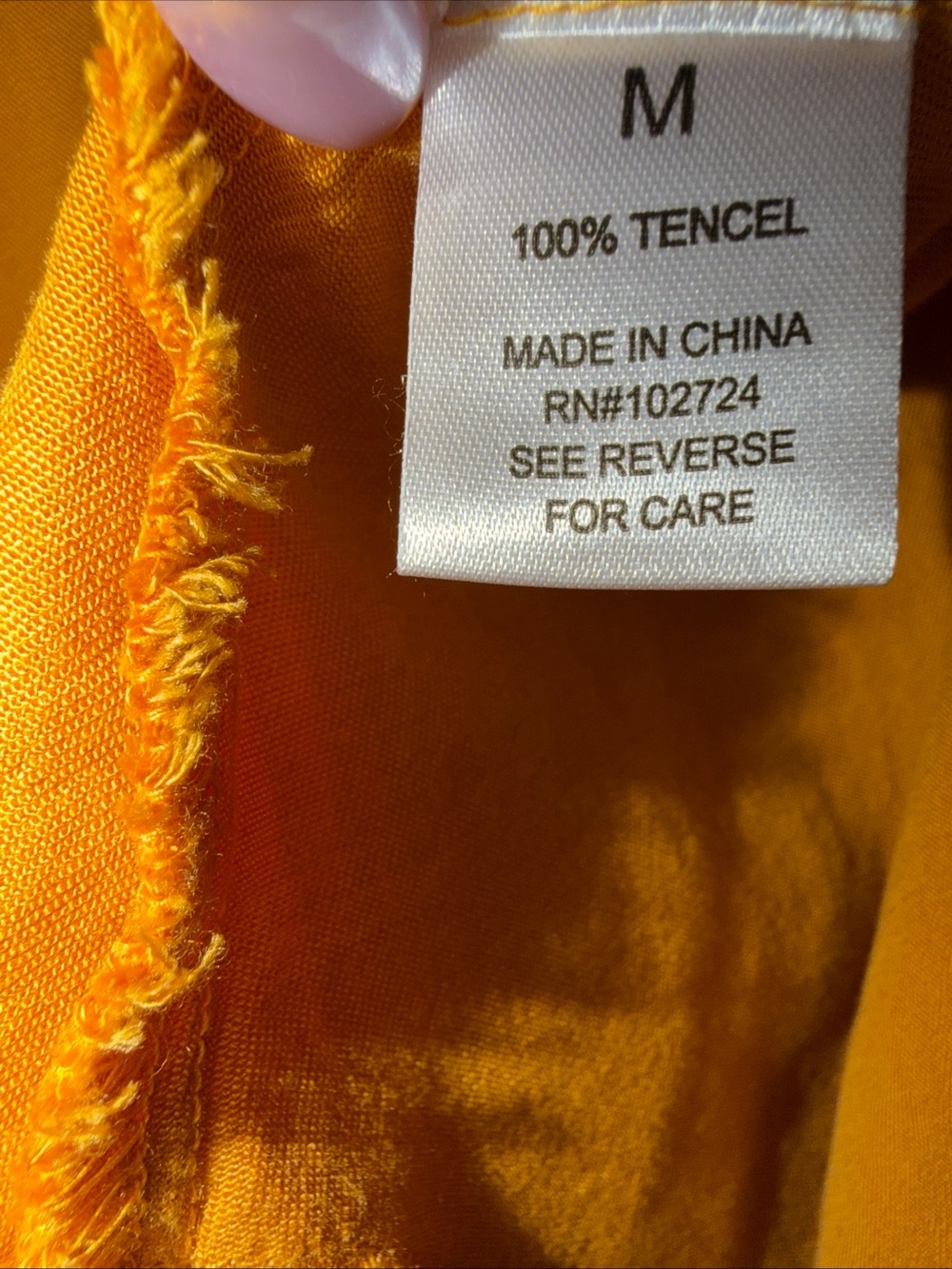 Relaxed Button-Front Frayed-Hem Tunic - Mustard - Picture 8 of 8